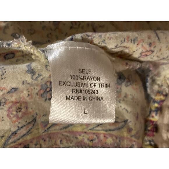 Floral & Paisley Fringe Open Front Cardigan Duster - Bobeau - Size Large - Picture 6 of 7